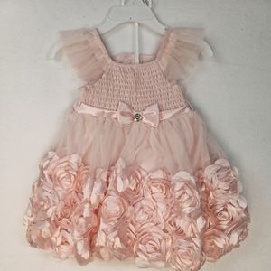 NWT Nanette Baby Formal Dress | Pink w/Flowered Hem | 18 MO